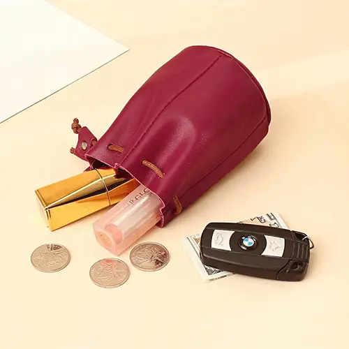  Stylish Leather Drawstring Pouch Bag